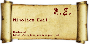 Miholics Emil névjegykártya